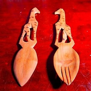 Wooden carved giraffes